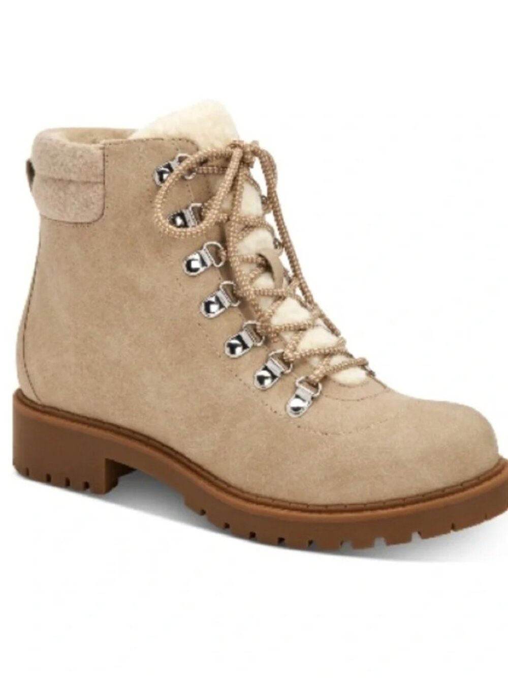 Style & Co - Maariah Lace-Up Lug Sole Ankle Boots | Size 7 | Taupe Light Brown